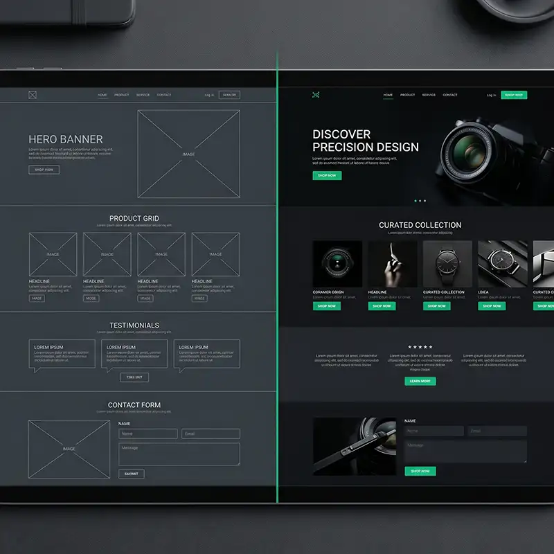 Wireframe vs UI